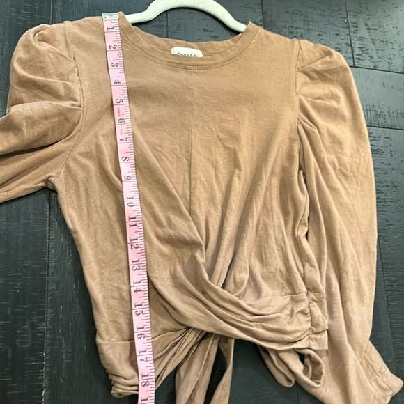 Open Edit Puff Sleeve Knot Front Crop Cropped Top Long Sleeve XS​​​ - Picture 9 of 9